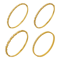 Bracelet rond en acier inoxydable 316L plaqué or 18 carats avec zircon cubique 5A serti clos pour femme