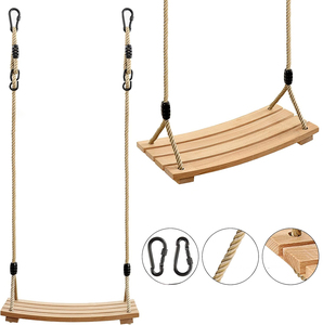 Columpio Colgante de Madera Natural Personalizado con Cuerdas Ajustables, Asiento y Silla de Columpio Resistente para Niños y Adultos, Interior y Exterior - Product Image 1