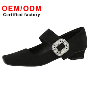 <span class=keywords><strong>Scarpe</strong></span> da banchetto da donna stile europeo americano di alta qualità monostalline Mary Jane strass spesse 3cm <span class=keywords><strong>scarpe</strong></span> singole basse a punta quadrata - Product Image 2