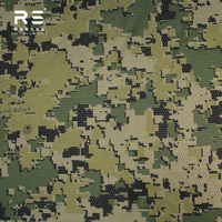 Tissu en maille imprimé double face léger 120 g/m² US4CES, camouflage woodland néerlandais pour équipements tactiques et masques.