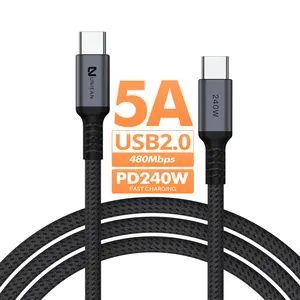 Оптовая продажа, высококачественный плетеный 3 м USBC Type C кабель для передачи данных pd3. 1 240 Вт 48 В 5A Быстрая зарядка 480 Мбит/с кабель для передачи данных типа C