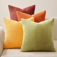 Housse de coussin courte en velours côtelé uni rayé amovible, style européen, pour canapé et chambre à coucher, vente en gros