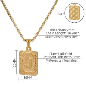 Ожерелье с подвеской Initial A Z Letter для мужчин и женщин, позолоченная цепочка из нержавеющей стали с надписью «Капитал»