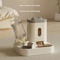 Distributeur automatique de nourriture pour chats et chiens écologique à motif solide comprenant une fontaine à eau et un bol de rangement en plastique pour animaux de compagnie