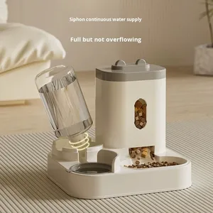 <span class=keywords><strong>Distributeur</strong></span> automatique de nourriture pour chats et chiens écologique <span class=keywords><strong>à</strong></span> motif solide comprenant une <span class=keywords><strong>fontaine</strong></span> <span class=keywords><strong>à</strong></span> <span class=keywords><strong>eau</strong></span> et un bol de rangement en plastique pour animaux de compagnie - Product Image 4