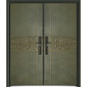 Porta d'Ingresso di Lusso per Villa, Marrone Rossastro, Resistente alle Intemperie, in Lega di Alluminio, Antieffrazione, Doppia Porta Esterna Personalizzata - Product Image 5