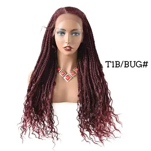 Blonde Long Double Braided Synthetic Machine Wig Ombre Red Heat