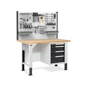 Établi réglable Fami Master BR 150cm avec plateau en bois, 4 tiroirs et mur perforé - Product Image 1