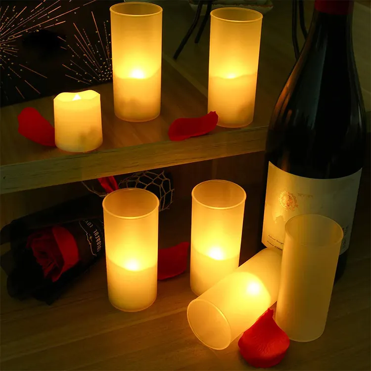 Vela com luz de led tremeluzente usb, vela branca, com temporizador, cor amarela e quente para aniversário, casamento, decoração de casa