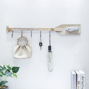 Wooden Oar <b>Wall</b> <b>Hook</b> 80CM Retro Style With Fish Design For Coat And Cap Storage - Product Image 1