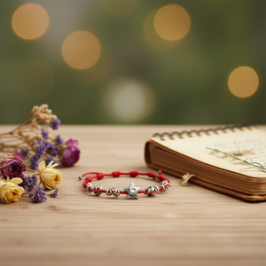 Braccialetto Nodo a Sette Stelle in Acciaio Inossidabile con Cordino Rosso e Ciondolo Lettera, Gioiello Protettivo Fatto a Mano - Product Image 3