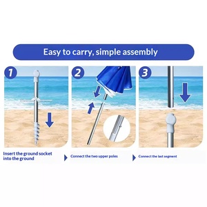 Grenzüberschreitender Bestseller HXQ-<span class=keywords><strong>02015</strong></span> 65-Fuß Aluminium-Legierung Faltbarer Tragbarer Reise-Strandschirm Ausziehbarer Mast Sandanker - Product Image 2