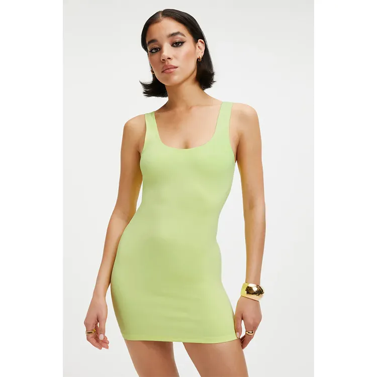 2023 Summer Women Halter Mini Dresses Casual Bodycon Fashion Green Sleeveless Dress For Woman