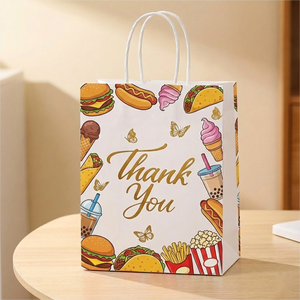 Custom Printed Eco-Friendly Recycled Kraft Paper Wedding Party Thank You <b>Gift</b> <b>Bags</b> with Lamination Pizza & Milk Use - Product Image 4