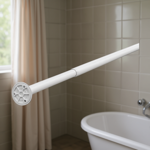 Barra de ducha extensible de 75-135 cm, longitud ajustable blanca para barras de cortina de baño - Product Image 3