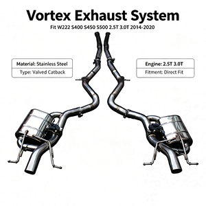 ท่อไอเสียแบบ Catback พร้อมวาล์ว Vortex Stainless สำหรับรถเบนซ์ W222 S400 S450 S500 2.5T 3.0T ปี 2014-2020 แบบติดตั้งได้โดยตรง ไหลเวียนสูง หรูหรา สำหรับรถซีดาน - Product Image 1