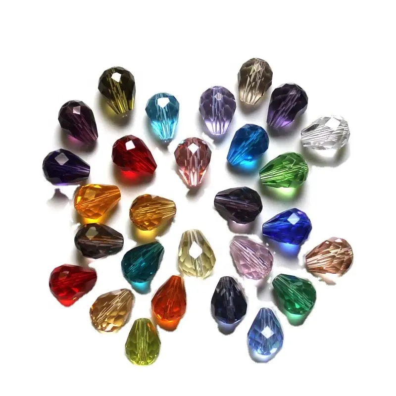 Grade 3A Factory Sale 48 Facettierte Kristall-Tear-Drop-Perle 8-12mm Perlen mit geradem Loch für die Schmuck herstellung