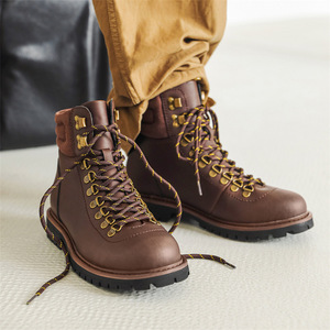 Botas de Trabajo de Cuero Negro para Hombre, Punta Redonda, con Cordones, Impermeables, para Caminar en Invierno, Entresuela de EVA, Suela de Goma - Product Image 3