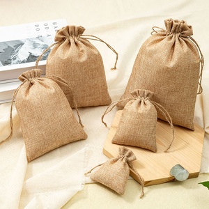 Túi quà tặng bằng vải bố tự nhiên in ấn tùy chỉnh, màu tự nhiên, có dây rút, dùng để đựng đồ trang sức, mua sắm, chống bụi - Product Image 5