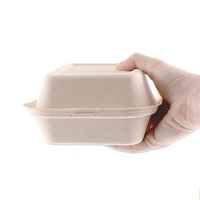 Boîte à lunch jetable Sumkoka 6x6 pouces en bagasse de canne à sucre, conteneur alimentaire biodégradable et compostable, boîte à hamburger à emporter