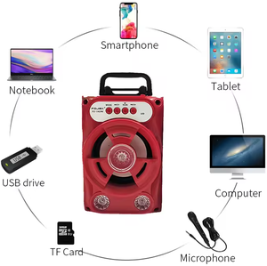 Беспроводная звуковая система для улицы, бас-стереосистема со светодиодным освещением, поддержка TF-карты, FM-радио, динамик для караоке-динамика с микрофоном - Product Image 3