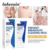 Nettoyant facial en profondeur 10% de peroxyde de benzoyle, nettoyant moussant anti-acné pour un nettoyage en profondeur et une peau plus claire