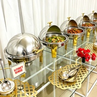 Chauffe-plat rond en acier inoxydable alimenté au combustible, capacité 6L, équipement de cuisine, chauffe-plats pour buffets de restaurants et fêtes