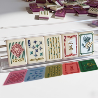 Jeu de tuiles de mahjong en acrylique personnalisé, moderne et portable, 160 tuiles, thème Pêche Américaine et Lagune Bleue, Table de jeu de mahjong, Tables de mahjong