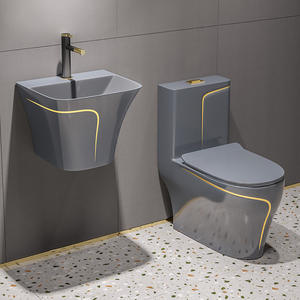 <span class=keywords><strong>Sanitarios</strong></span>, Lavabo Suspendido y Inodoro de Cerámica Color Gris Mate, Conjunto de Inodoro, Inodoro Elevado <span class=keywords><strong>para</strong></span> <span class=keywords><strong>Discapacitados</strong></span> - Product Image 2