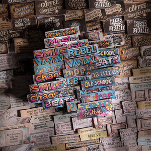 100 pegatinas por paquete, <span class=keywords><strong>serie</strong></span> de fragmentos de palabras, pegatinas en inglés Retro de gran tamaño para álbum de recortes y decoración - Product Image 2