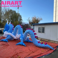 Marionnette géante de dragon gonflable de célébration rouge, accessoire gonflable de dragon chinois de défilé pour le festival,performance