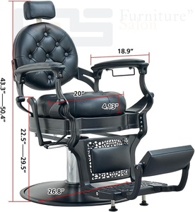 Muebles de salón antiguos Sillón de peluquería Sillón de peluquero vintage negro para hombre <span class=keywords><strong>precio</strong></span> al por mayor butaca de peluquero - Product Image 2