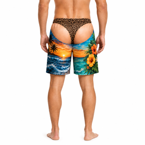Pantalones cortos de broma con estampado de tigre para hombre, efecto digital de ropa interior falsa, pantalones cortos de playa de secado rápido, estilo de natación divertido para vacaciones - Product Image 2