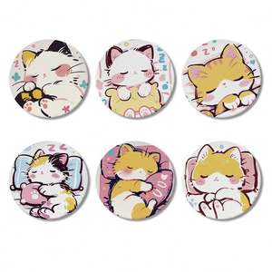 Aimant de réfrigérateur rond en céramique motif chat de dessin animé, impression UV, aimant de réfrigérateur personnalisable, aimant de réfrigérateur vierge en céramique pour sublimation - Product Image 3