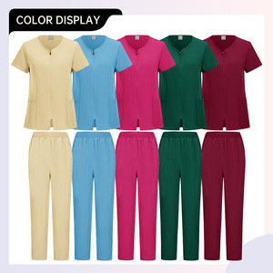 Conjunto de Ropa de Enfermera para Mujer, Color Sólido, Secado Rápido, Cuello en V, Pantalones Cortos con Bolsillos - Product Image 3
