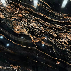 Luxuoso brasileiro natural moderno translúcido magma ouro granito laje interior sotaque parede decoração polido mármore preto pedra grande - Product Image 5