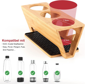 Porte-bouteille Compatible avec <span class=keywords><strong>Soda</strong></span> <span class=keywords><strong>Stream</strong></span> <span class=keywords><strong>Duo</strong></span> et bouteilles d'eau Standard 3 porte-gouttes en bambou égouttoir - Product Image 3