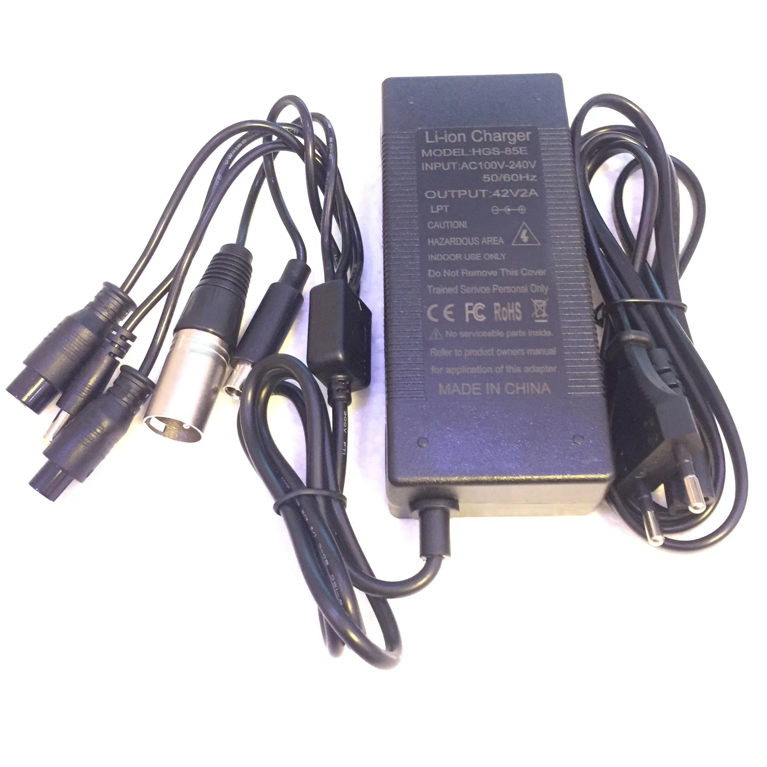 42V 2A charger for 36V Electric e-Bike Scooter Li-ion Battery with 5 different connectors