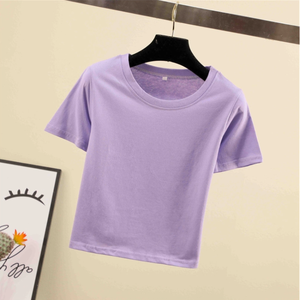 Murah Kosong <span class=keywords><strong>Crop</strong></span> Top Tee Shirt Polos Tanaman Kemeja untuk Wanita Polos Dipotong Tshirt - Product Image 3