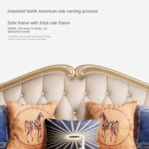 Divano in pelle di lusso americano stile europeo leggero Set di <span class=keywords><strong>mobili</strong></span> in legno massello stile francese <span class=keywords><strong>per</strong></span> <span class=keywords><strong>piccolo</strong></span> appartamento Villa soggiorno - Product Image 3