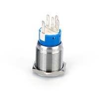 Interrupteur à bouton-poussoir miniature LED modifié à courant élevé, étanche IP67, en acier inoxydable de 19 mm, à actionnement court et momentané
