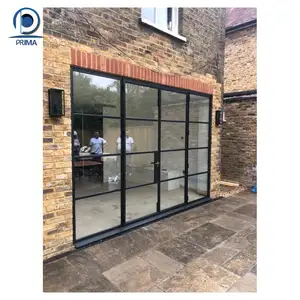 China supplier customized size wrought iron doors and window double large glass fixed french door in good quality
