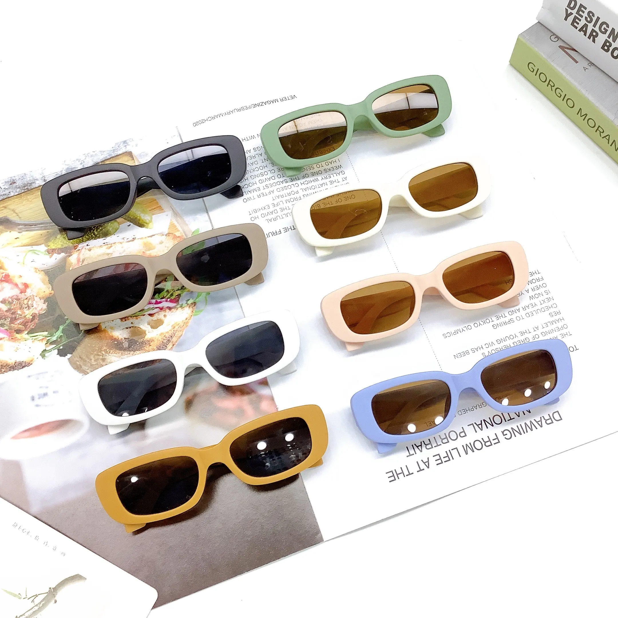 new trendy fashion sunglasses kids retro small rectangle shades baby sunscreen anti-UV sunglasses boys sun glass custom logo