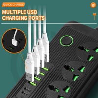 Multiprise industrielle multi-prises avec ports USB, protection contre les surcharges, 6 prises, cordon d'extension