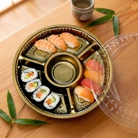 Plateau de service LINHAI 10 pouces, 4 compartiments, en plastique sans BPA, pour fruits, noix, sushis, plats à emporter, idéal pour les fêtes