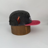 Casquette de camping 5 panneaux, casquette personnalisée non structurée bicolore délavée, casquette personnalisée