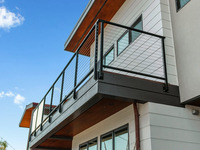 Doppelgeländer aus 316/304 Edelstahl, modernes quadratisches, rost- und wasserbeständiges Balkon-, Treppen- und Garten-Geländer für Veranda und Terrasse