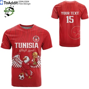 Kaos Sepak Bola Tunisia XS-6XL Desain Palang Merah Cetak Logo Kustom Pesanan Kecil Diterima Diskon Batch Campuran Agen Supplier - Product Image 1
