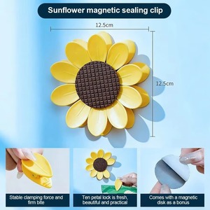 2 in 1 Magnetic <b>Fridge</b> Magnets Sunflower Multifunctional Sealing Clips for Food Storage Chip Clips for Snacks - Product Image 3