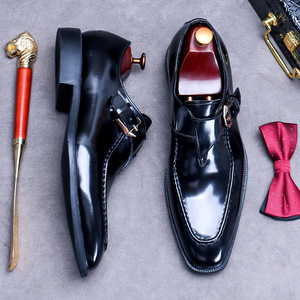 Chaussures de marié polyvalentes à bout carré en cuir de vachette brillant et lisse, achat transfrontalier - Product Image 1